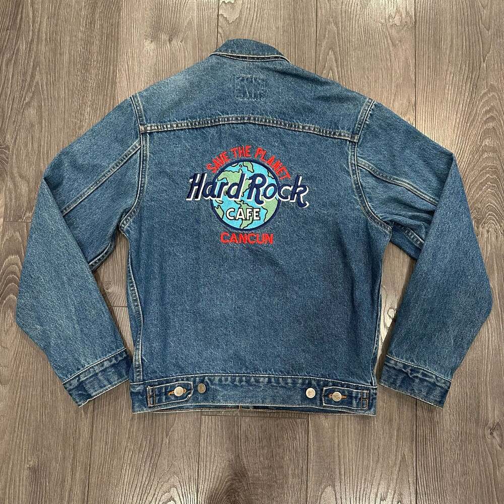 Hard Rock Cafe Cancun Save The Planet Vintage Denim Jacket - Size Small